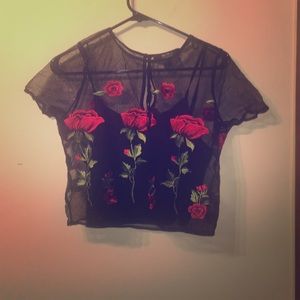 🌹F21 Contemporary Mesh Rose Shirt And Tank 🌹